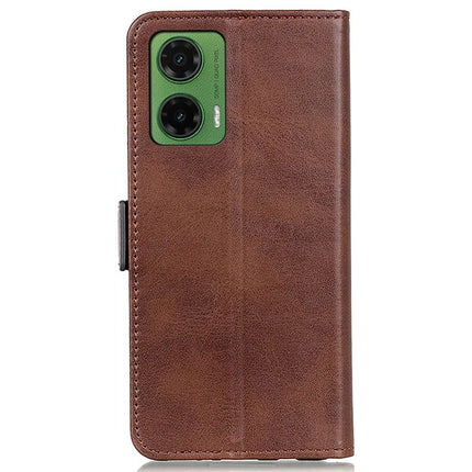 For Motorola Moto G35 5G Case Stand Cowhide Texture PU Leather Phone Cover