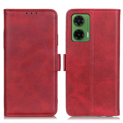 For Motorola Moto G35 5G Case Stand Cowhide Texture PU Leather Phone Cover - Red