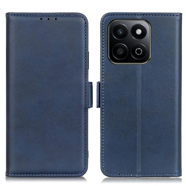 For Honor X7c 4G / 200 Smart 5G / Play 60 Plus 5G Case Stand Cowhide Texture PU Leather Phone Cover - Blue