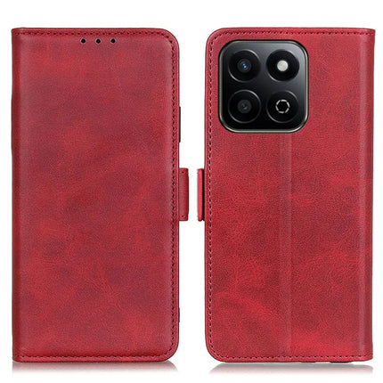 For Honor X7c 4G / 200 Smart 5G / Play 60 Plus 5G Case Stand Cowhide Texture PU Leather Phone Cover - Red