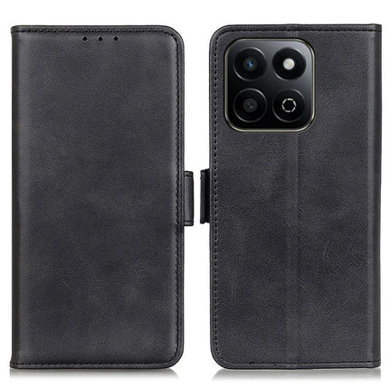 For Honor X7c 4G / 200 Smart 5G / Play 60 Plus 5G Case Stand Cowhide Texture PU Leather Phone Cover - Black