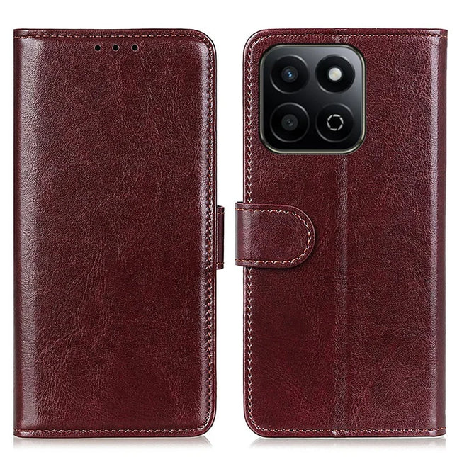 For Honor X7c 4G / 200 Smart 5G / Play 60 Plus 5G Case Crazy Horse Texture PU Leather Phone Stand Cover - Brown