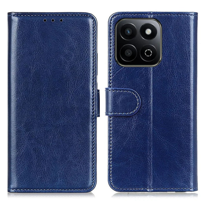 For Honor X7c 4G / 200 Smart 5G / Play 60 Plus 5G Case Crazy Horse Texture PU Leather Phone Stand Cover - Blue