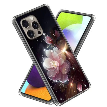 For iPhone 16 Pro Max Case Pattern Printed Shockproof TPU Phone Cover - Pink Flower