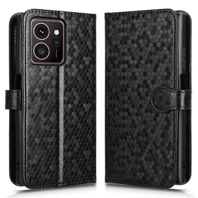 For HMD Skyline Wallet Case Dot Pattern Imprint PU Leather Phone Cover - Black