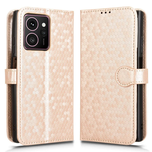 For HMD Skyline Wallet Case Dot Pattern Imprint PU Leather Phone Cover - Rose Gold