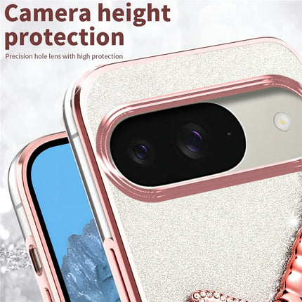 KADEM For Google Pixel 9 Pro  /  Pixel 9 Case Dragonfly Kickstand TPU Flowers Glitter Phone Cover
