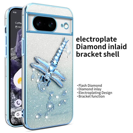 KADEM For Google Pixel 8 Case Dragonfly Kickstand TPU Flowers Glitter Phone Cover