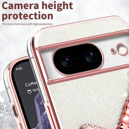 KADEM For Google Pixel 8 Case Dragonfly Kickstand TPU Flowers Glitter Phone Cover