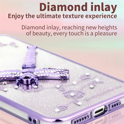 KADEM For Google Pixel 8 Case Dragonfly Kickstand TPU Flowers Glitter Phone Cover