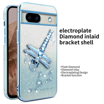 KADEM For Google Pixel 8a Case Dragonfly Kickstand TPU Flowers Glitter Phone Cover