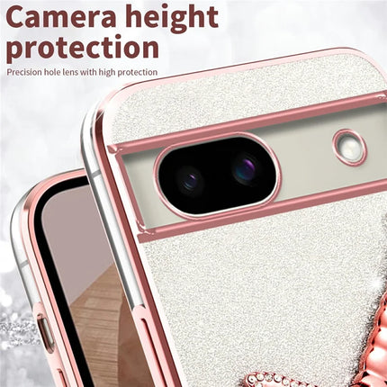 KADEM For Google Pixel 8a Case Dragonfly Kickstand TPU Flowers Glitter Phone Cover