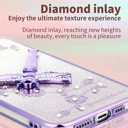 KADEM For Google Pixel 8a Case Dragonfly Kickstand TPU Flowers Glitter Phone Cover
