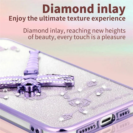 KADEM For Google Pixel 8 Pro Case Dragonfly Kickstand TPU Flowers Glitter Phone Cover