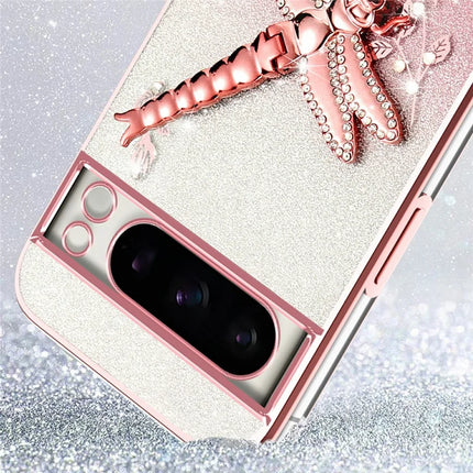 KADEM For Google Pixel 8 Pro Case Dragonfly Kickstand TPU Flowers Glitter Phone Cover