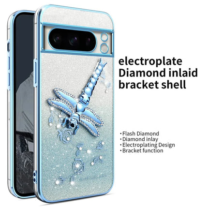 KADEM For Google Pixel 8 Pro Case Dragonfly Kickstand TPU Flowers Glitter Phone Cover