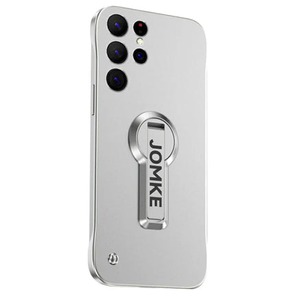 For Samsung Galaxy S23 Ultra Case Hard PC Frameless Baking Paint Kickstand Phone Cover - Silver