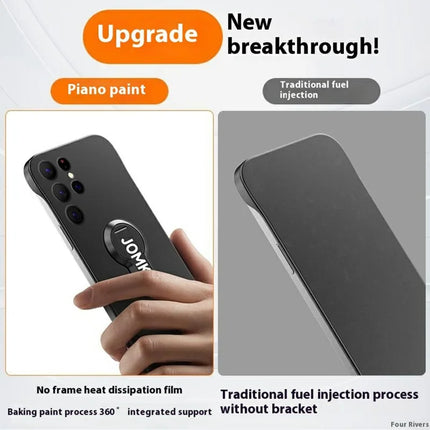 For Samsung Galaxy S23 Ultra Case Hard PC Frameless Baking Paint Kickstand Phone Cover