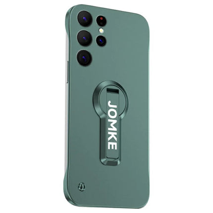 For Samsung Galaxy S23 Ultra Case Hard PC Frameless Baking Paint Kickstand Phone Cover - Green