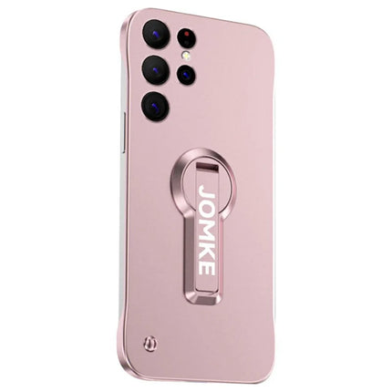 For Samsung Galaxy S23 Ultra Case Hard PC Frameless Baking Paint Kickstand Phone Cover - Pink