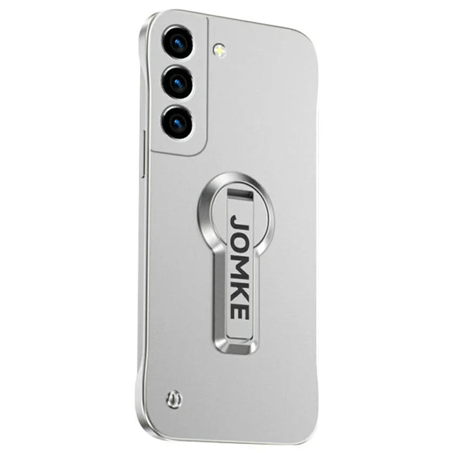 For Samsung Galaxy S23 Case Hard PC Frameless Baking Paint Kickstand Phone Cover - Silver