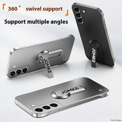 For Samsung Galaxy S23 Case Hard PC Frameless Baking Paint Kickstand Phone Cover