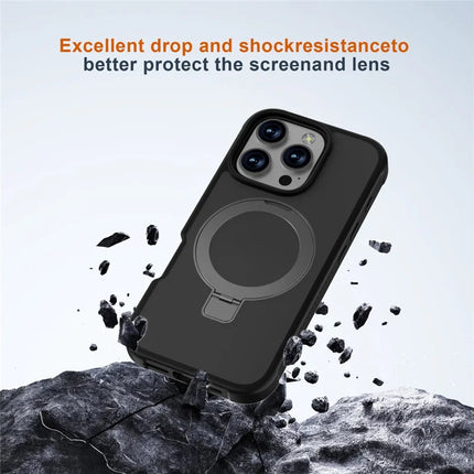 GW20 For iPhone 16 Pro Max Case Compatible with MagSafe Skin-Touch TPU+PC Kickstand Phone Cover