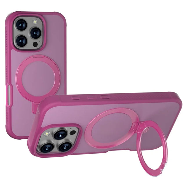 GW20 For iPhone 16 Pro Max Case Compatible with MagSafe Skin-Touch TPU+PC Kickstand Phone Cover - Rose