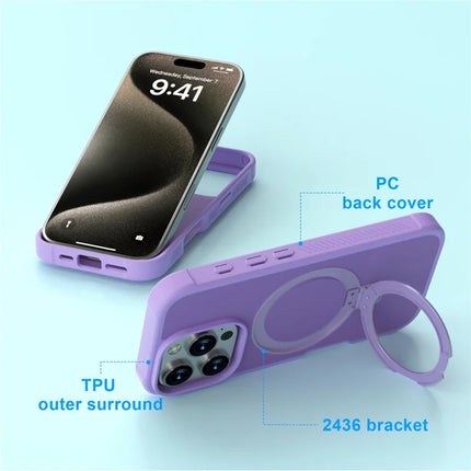 GW20 For iPhone 16 Pro Max Case Compatible with MagSafe Skin-Touch TPU+PC Kickstand Phone Cover
