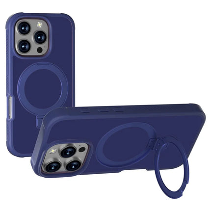 GW20 For iPhone 16 Pro Max Case Compatible with MagSafe Skin-Touch TPU+PC Kickstand Phone Cover - Navy Blue
