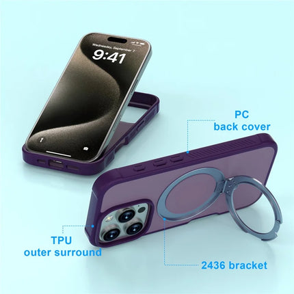 GW20 For iPhone 16 Pro Max Case Compatible with MagSafe Skin-Touch TPU+PC Kickstand Phone Cover