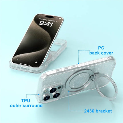 GW20 For iPhone 16 Pro Max Case Compatible with MagSafe Skin-Touch TPU+PC Kickstand Phone Cover