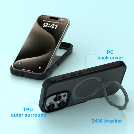 GW20 For iPhone 16 Pro Case Compatible with MagSafe Skin-Touch TPU+PC Kickstand Phone Cover