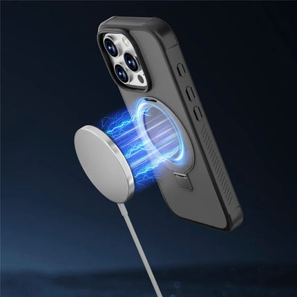 GW20 For iPhone 16 Pro Case Compatible with MagSafe Skin-Touch TPU+PC Kickstand Phone Cover