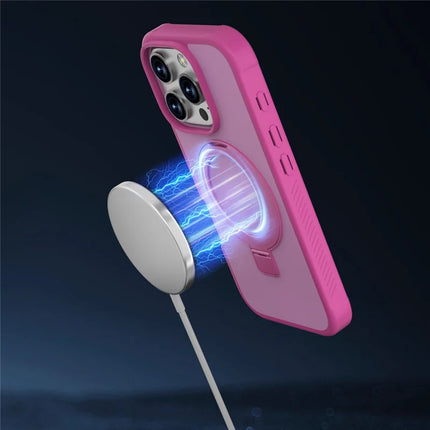 GW20 For iPhone 16 Pro Case Compatible with MagSafe Skin-Touch TPU+PC Kickstand Phone Cover