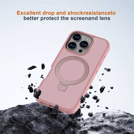 GW20 For iPhone 16 Pro Case Compatible with MagSafe Skin-Touch TPU+PC Kickstand Phone Cover
