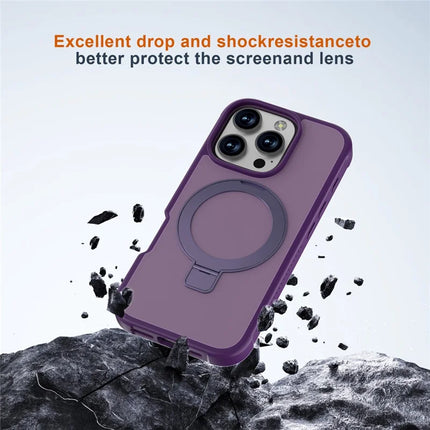 GW20 For iPhone 16 Pro Case Compatible with MagSafe Skin-Touch TPU+PC Kickstand Phone Cover