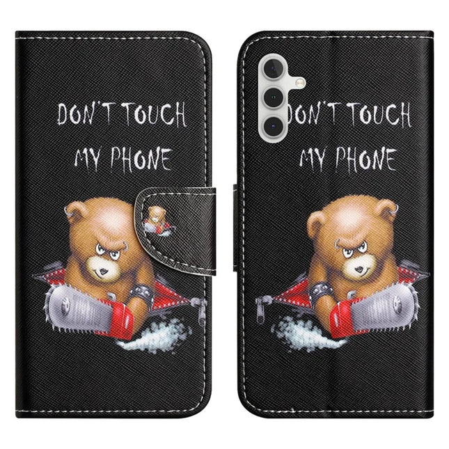 For Samsung Galaxy A56 5G / A36 5G Leather Case Pattern Printing Cross Texture Phone Cover   - Bear