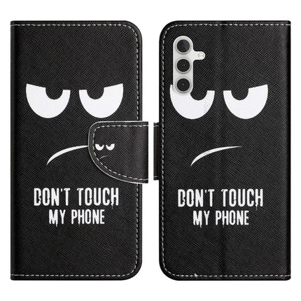 For Samsung Galaxy A56 5G / A36 5G Leather Case Pattern Printing Cross Texture Phone Cover   - Don't Touch My Phone