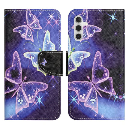 For Samsung Galaxy A56 5G / A36 5G Leather Case Pattern Printing Cross Texture Phone Cover   - Sparkling Butterfly