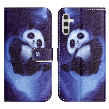 For Samsung Galaxy A56 5G Case Pattern Print PU Leather Wallet Phone Cover Cross Texture - Panda