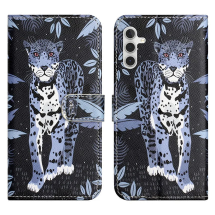 For Samsung Galaxy A56 5G Case Pattern Print PU Leather Wallet Phone Cover Cross Texture - Leopard