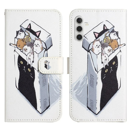 For Samsung Galaxy A56 5G Case Pattern Print PU Leather Wallet Phone Cover Cross Texture - Cats