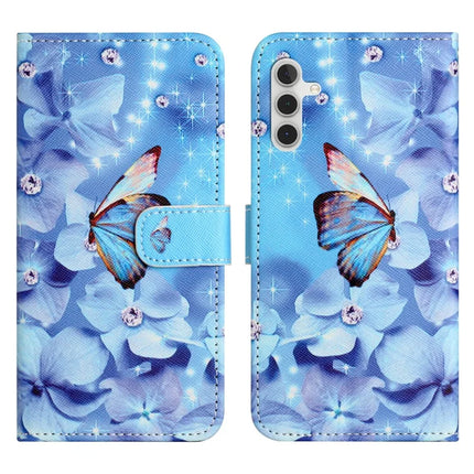 For Samsung Galaxy A56 5G Case Pattern Print PU Leather Wallet Phone Cover Cross Texture - Flower and Butterfly