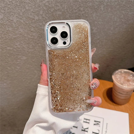 For iPhone 16 Pro Max Case Glitter Quicksand TPU+PC Shockproof Phone Cover