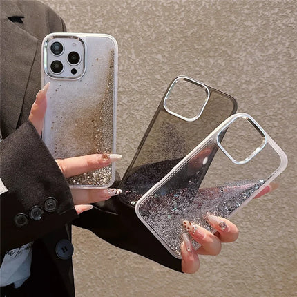 For iPhone 16 Pro Max Case Glitter Quicksand TPU+PC Shockproof Phone Cover