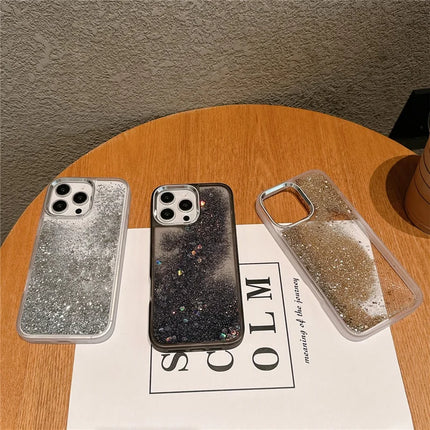 For iPhone 16 Pro Max Case Glitter Quicksand TPU+PC Shockproof Phone Cover