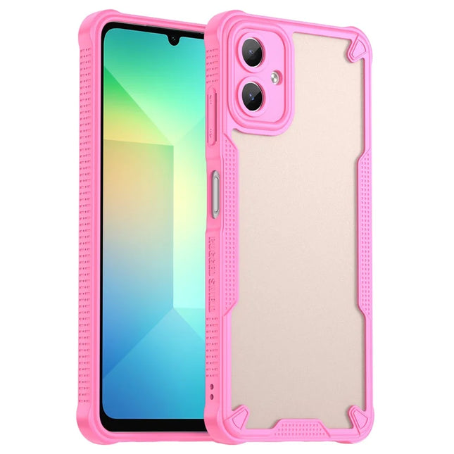 Armor Series For Samsung Galaxy A06 Case PC+TPU Semi-Transparent Frosted Finish Protective Phone Cover - Pink