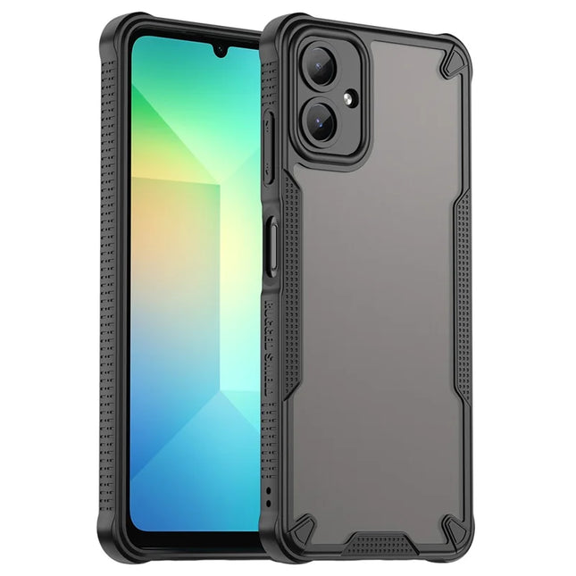 Armor Series For Samsung Galaxy A06 Case PC+TPU Semi-Transparent Frosted Finish Protective Phone Cover - Black