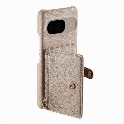 Y4 For Google Pixel 9 Pro  /  Pixel 9 Case Zipper Pocket Leather Phone Back Cover Card Holder Kickstand